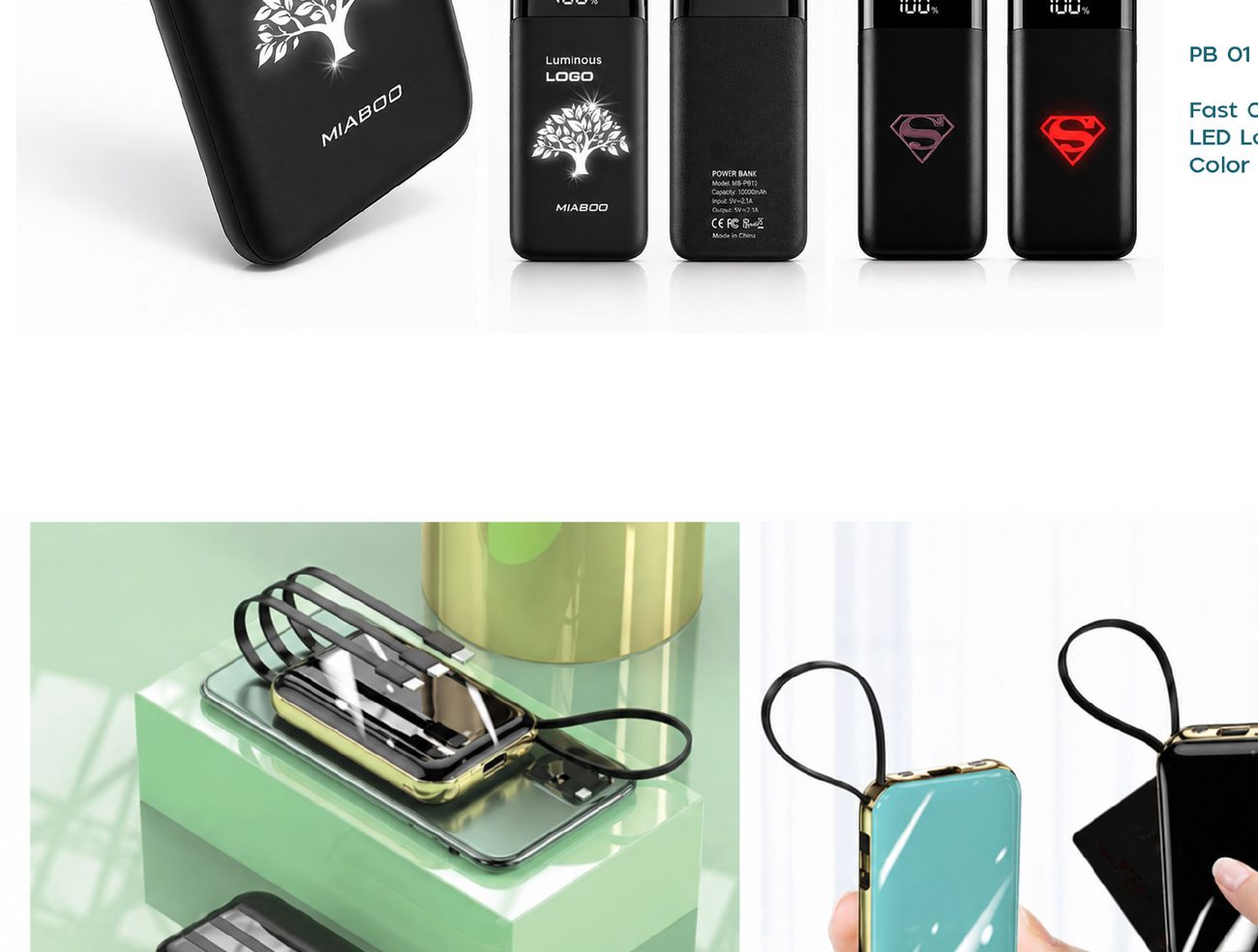 LED logo digital power bank
