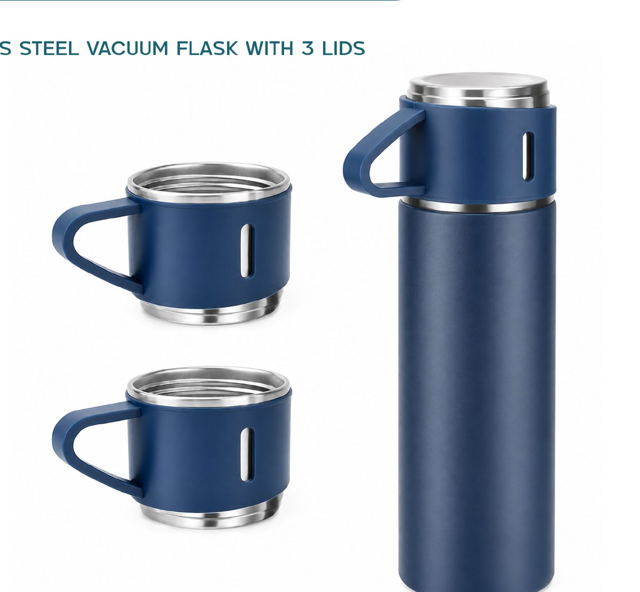 Vacuum flask with three lids